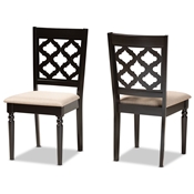 Baxton Studio Ramiro Modern and Contemporary Sand Fabric Upholstered and Dark Brown Finished Wood 2-Piece Dining Chair Set